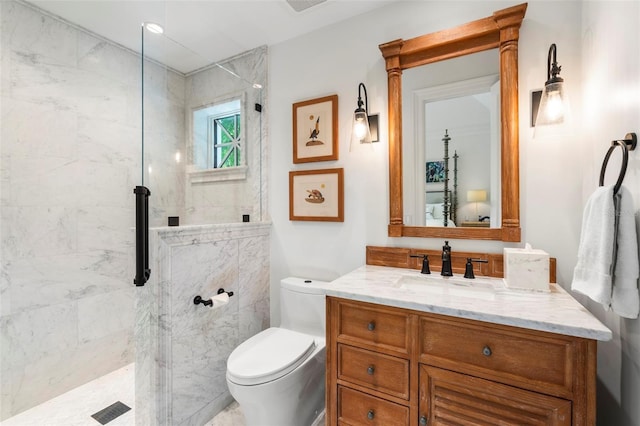 501 Harbor Point Rd, Longboat Key, FL 34228 - full bathroom featuring a marble finish shower, vanity, and toilet