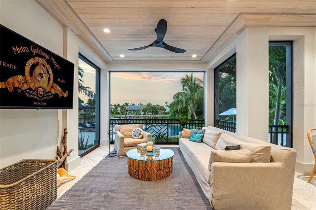 501 Harbor Point Rd, Longboat Key, FL 34228 - sunroom / solarium with plenty of natural light, wood ceiling, and recessed lighting