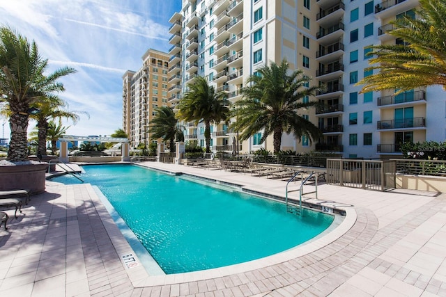 view of pool with a patio area