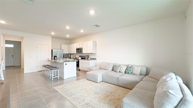 view of tiled living room