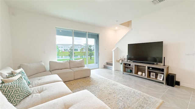 view of tiled living room