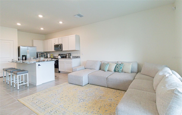 view of tiled living room