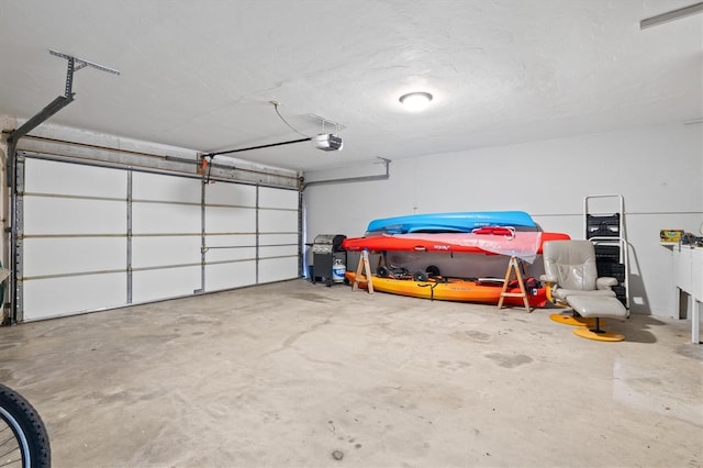 garage with a garage door opener