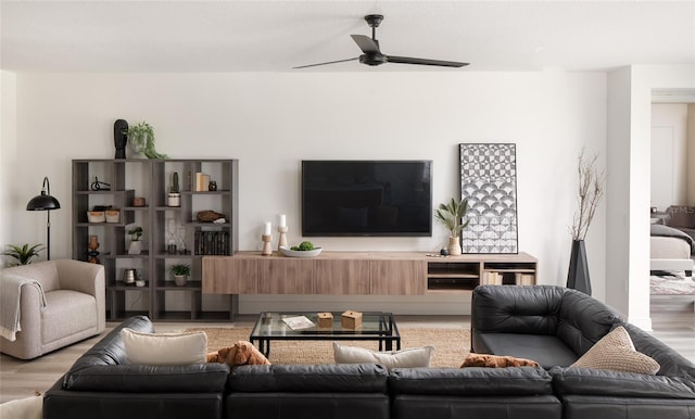 766 Hillshire Pl, Spring Hill, FL 34609 - living area featuring a ceiling fan and light wood finished floors