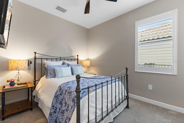 bedroom with carpet and ceiling fan