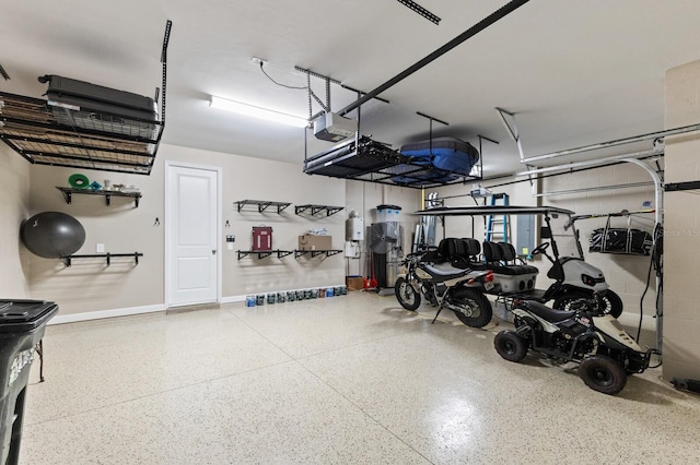 garage with a garage door opener