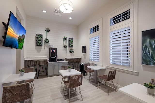 interior space with light hardwood / wood-style floors