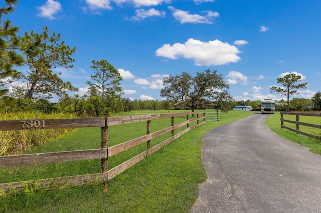 view of street featuring a rural view