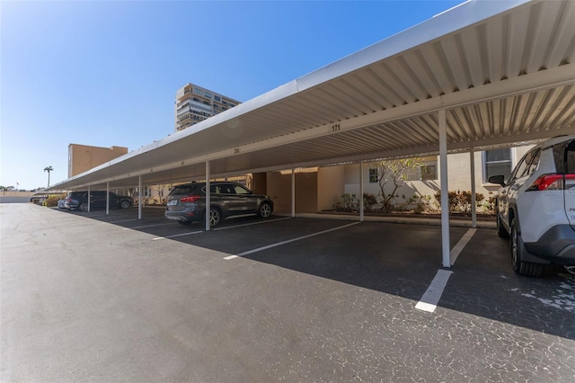 view of parking with a carport