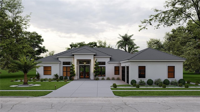 view of front facade featuring a front yard