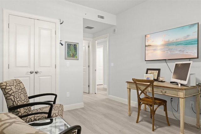 office space featuring light hardwood / wood-style flooring