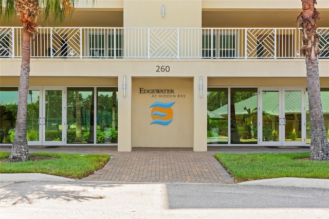 exterior space featuring french doors