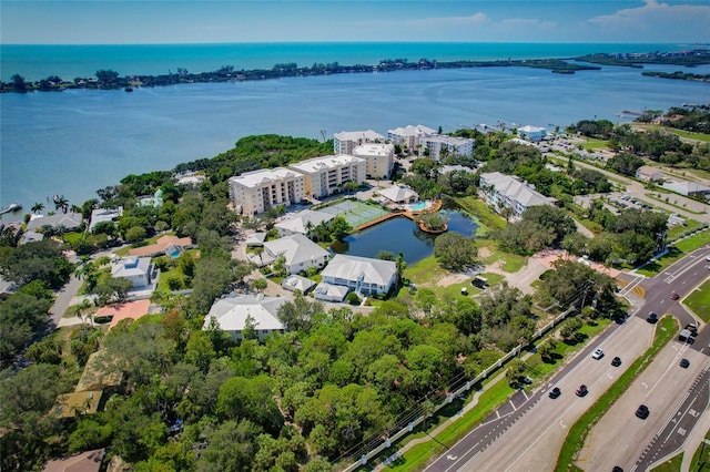 bird's eye view featuring a water view