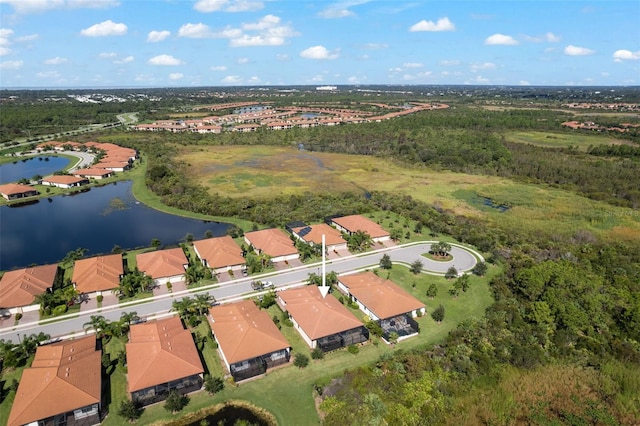 bird's eye view featuring a water view