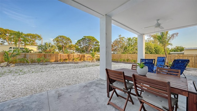 view of patio / terrace featuring ceiling fan