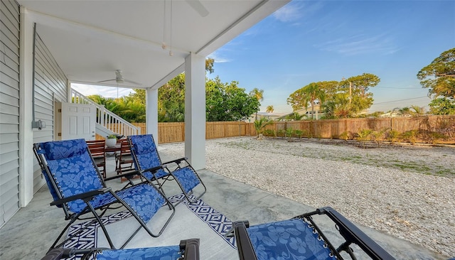 view of patio / terrace with ceiling fan