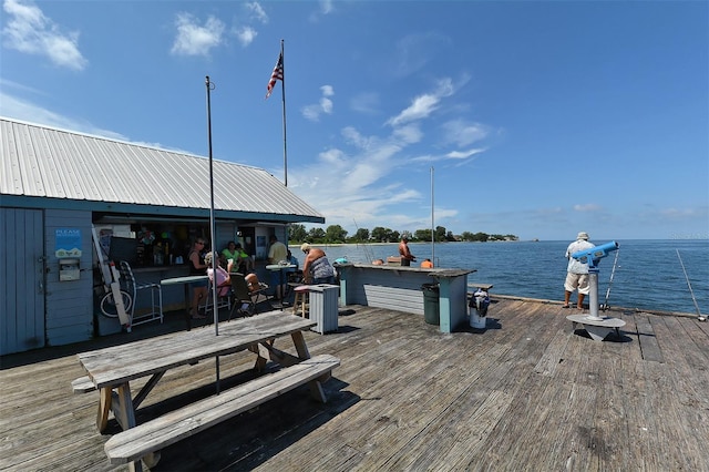 dock area featuring a water view