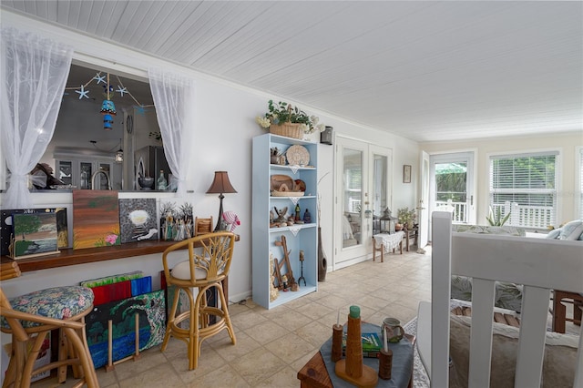 interior space featuring french doors