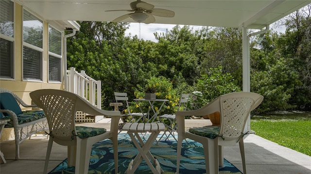 view of patio / terrace featuring ceiling fan