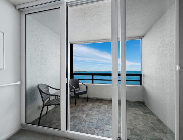 balcony with a water view