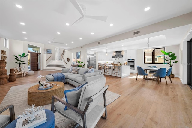 living room featuring light hardwood / wood-style flooring