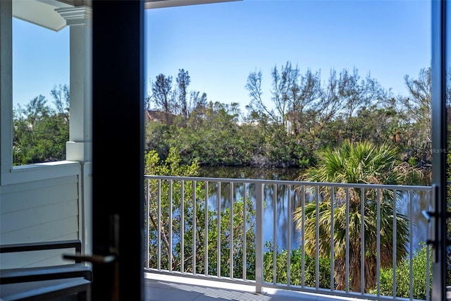 balcony with a water view