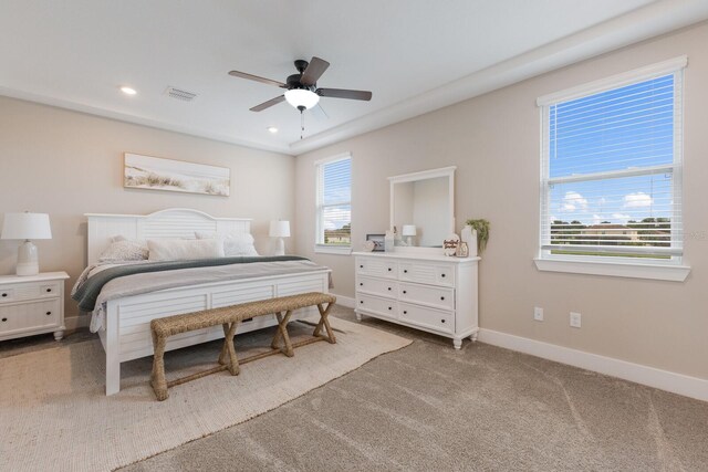 bedroom with carpet and ceiling fan