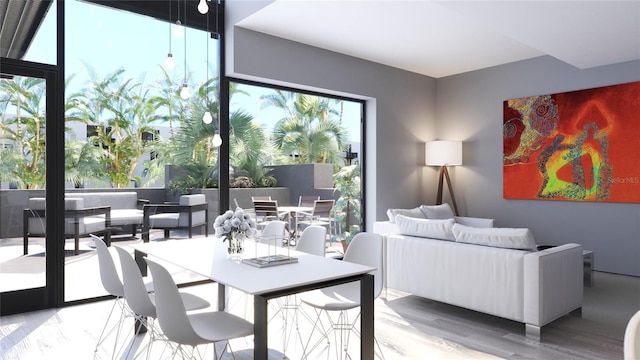 dining space featuring hardwood / wood-style flooring