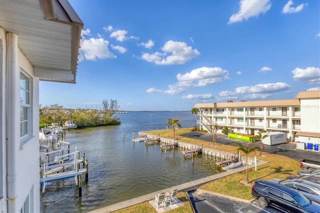 view of water feature featuring a boat dock