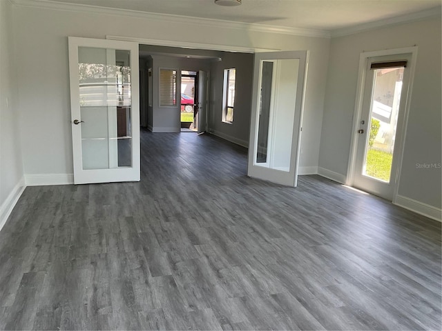 7861 Pine Trace Dr Unit 7861, Sarasota, FL 34243 - spare room with french doors, ornamental molding, plenty of natural light, and baseboards