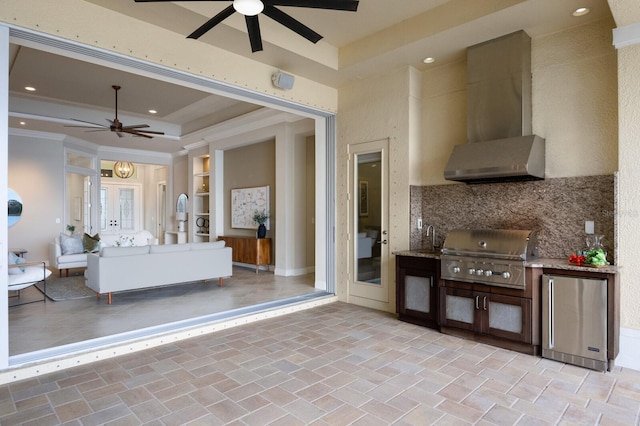 view of patio / terrace featuring area for grilling, sink, and grilling area