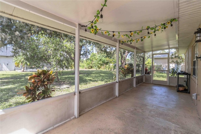 view of unfurnished sunroom