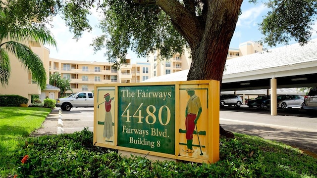 view of community sign