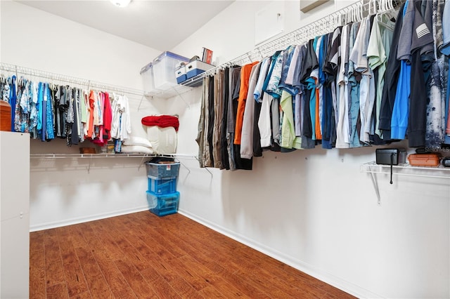 spacious closet with hardwood / wood-style flooring