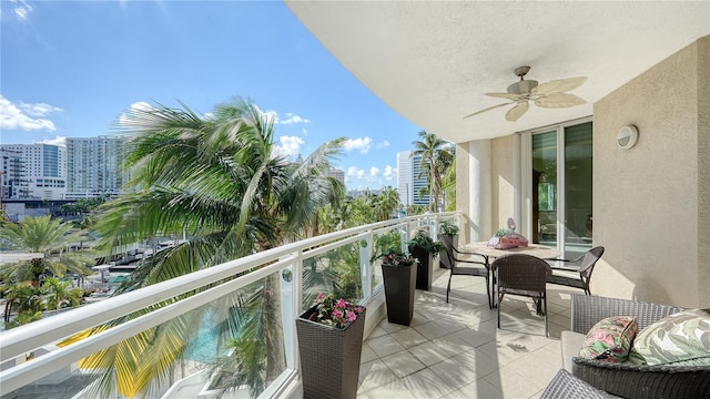 balcony with ceiling fan