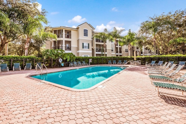 view of pool featuring a patio area