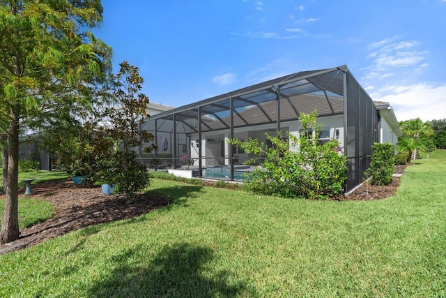 view of yard featuring a lanai