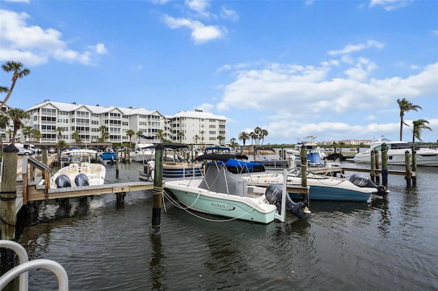 dock area featuring a water view