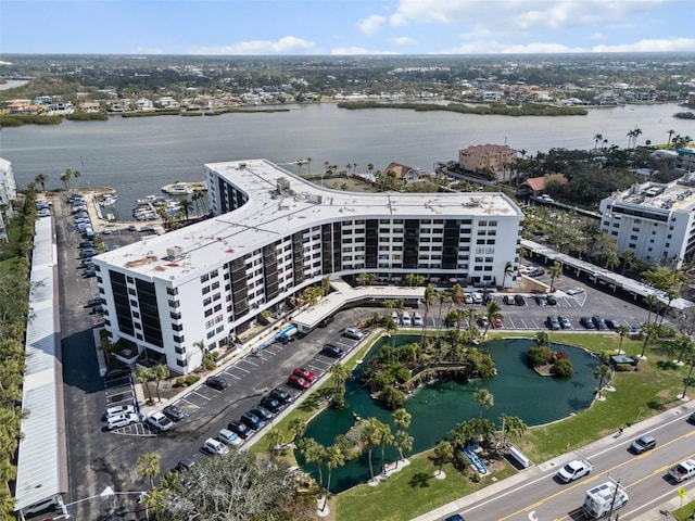 bird's eye view with a water view and a city view