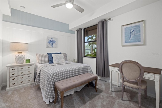 bedroom with carpet flooring and ceiling fan