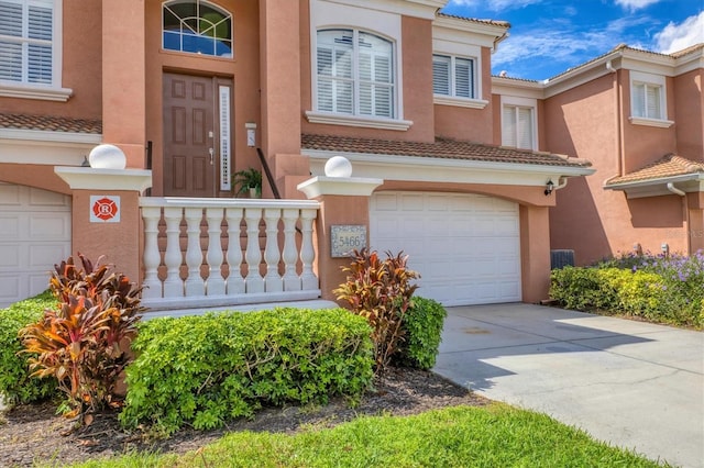 property entrance with a garage