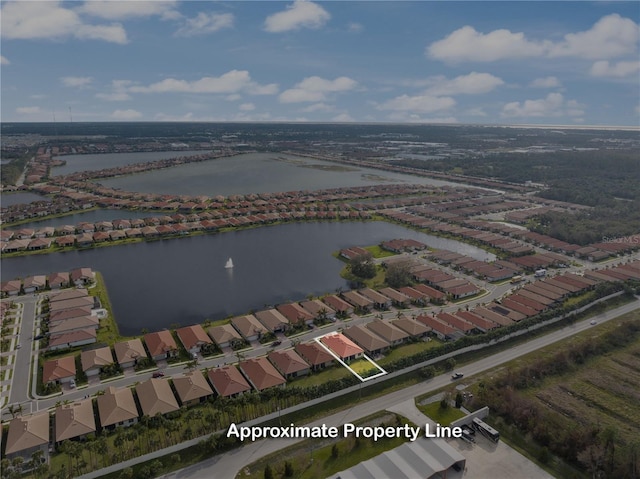 bird's eye view featuring a water view