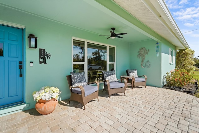 view of patio / terrace with ceiling fan