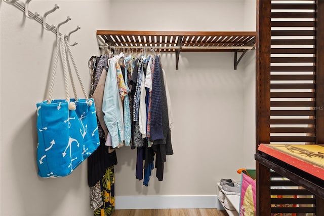 walk in closet featuring hardwood / wood-style flooring