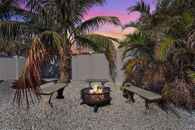 exterior space featuring a fire pit