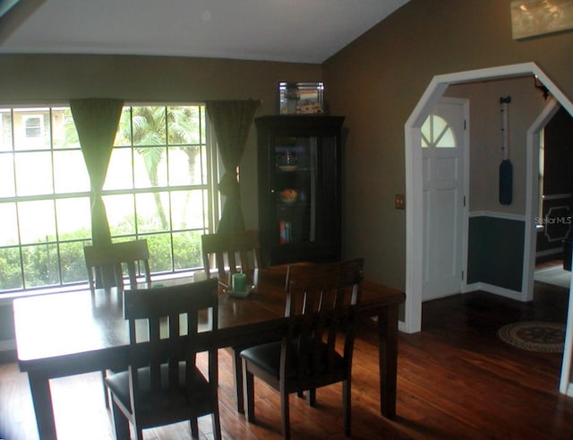 dining area with hardwood / wood-style flooring and a healthy amount of sunlight