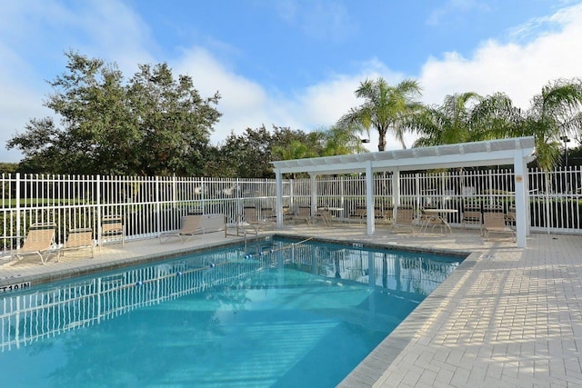 view of swimming pool with a patio