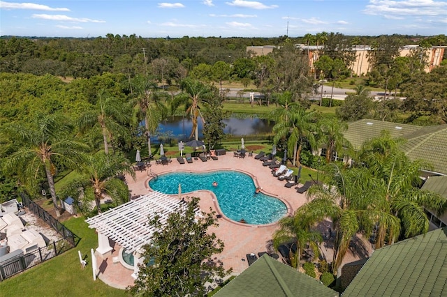 bird's eye view featuring a water view