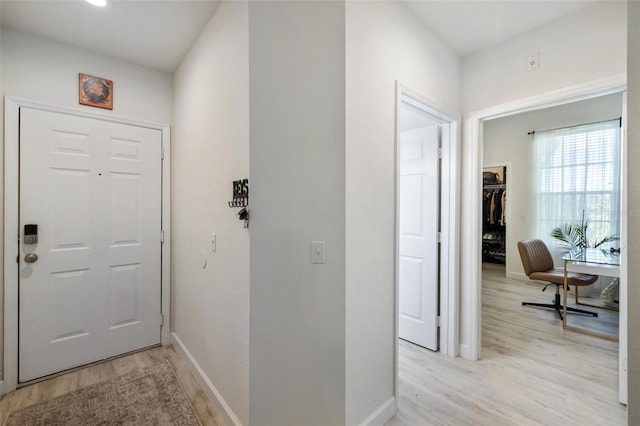 interior space with light hardwood / wood-style floors