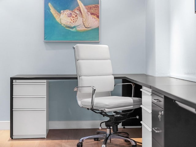 office area featuring light hardwood / wood-style flooring